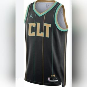 NWT Nike NBA Sz L Charlotte Hornets City Edition CLT Basketball Jersey GoldRush